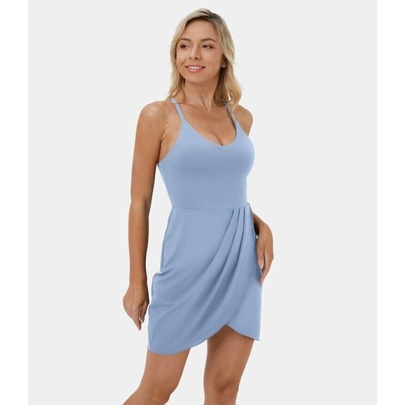 Halara Cloudful Air Fabric Backless Racerback Stacked Crossover Hem Mini Dress S - Picture 3 of 12